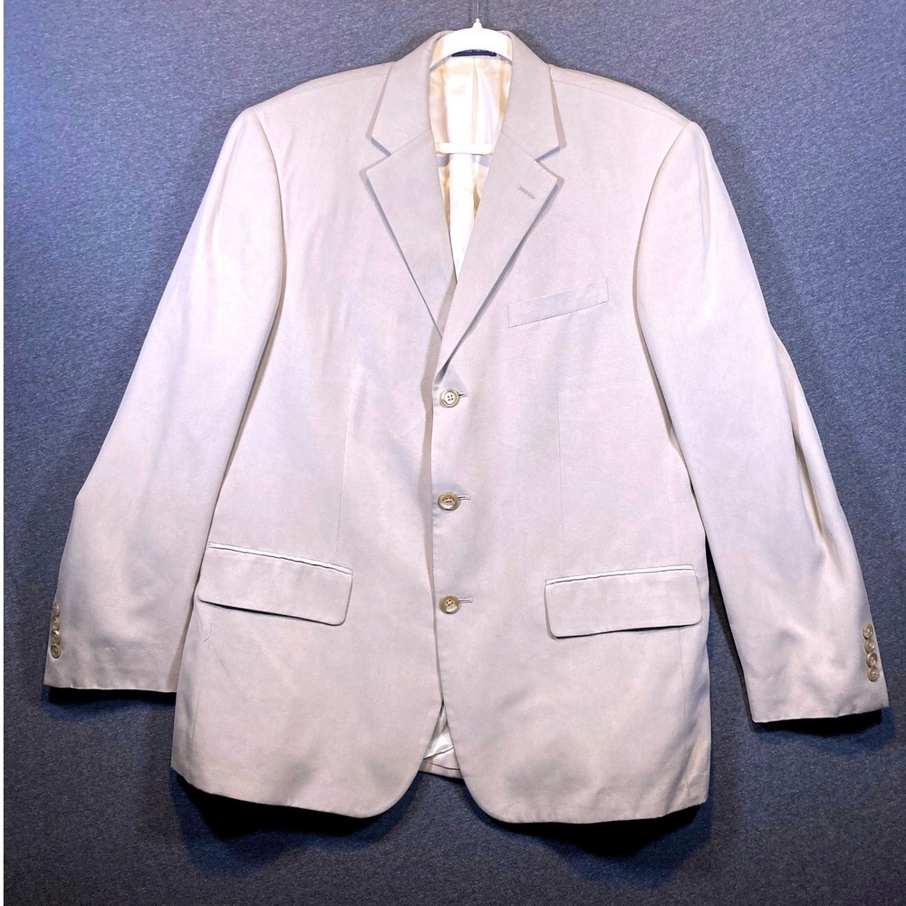 Nautica Mens 42R Tan 100% Silk 3-Button Blazer Sport Coat Jacket Beige V009